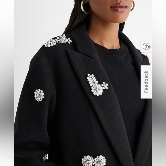 Express Sold Out Black Trench Coat with Embellishments - Picture 3 of 7